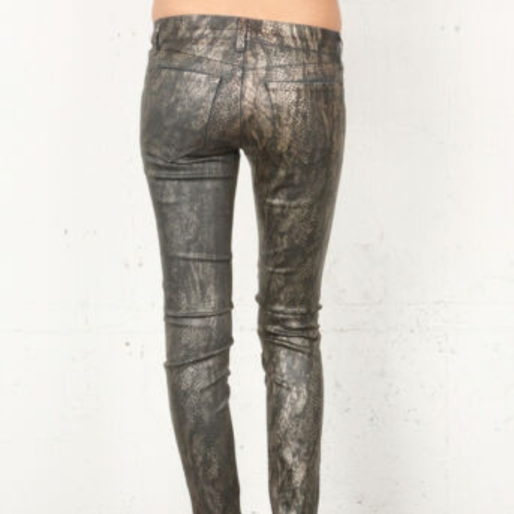J BRAND Legging 901 JEANS Grey GOLDEN Coated SNAKE